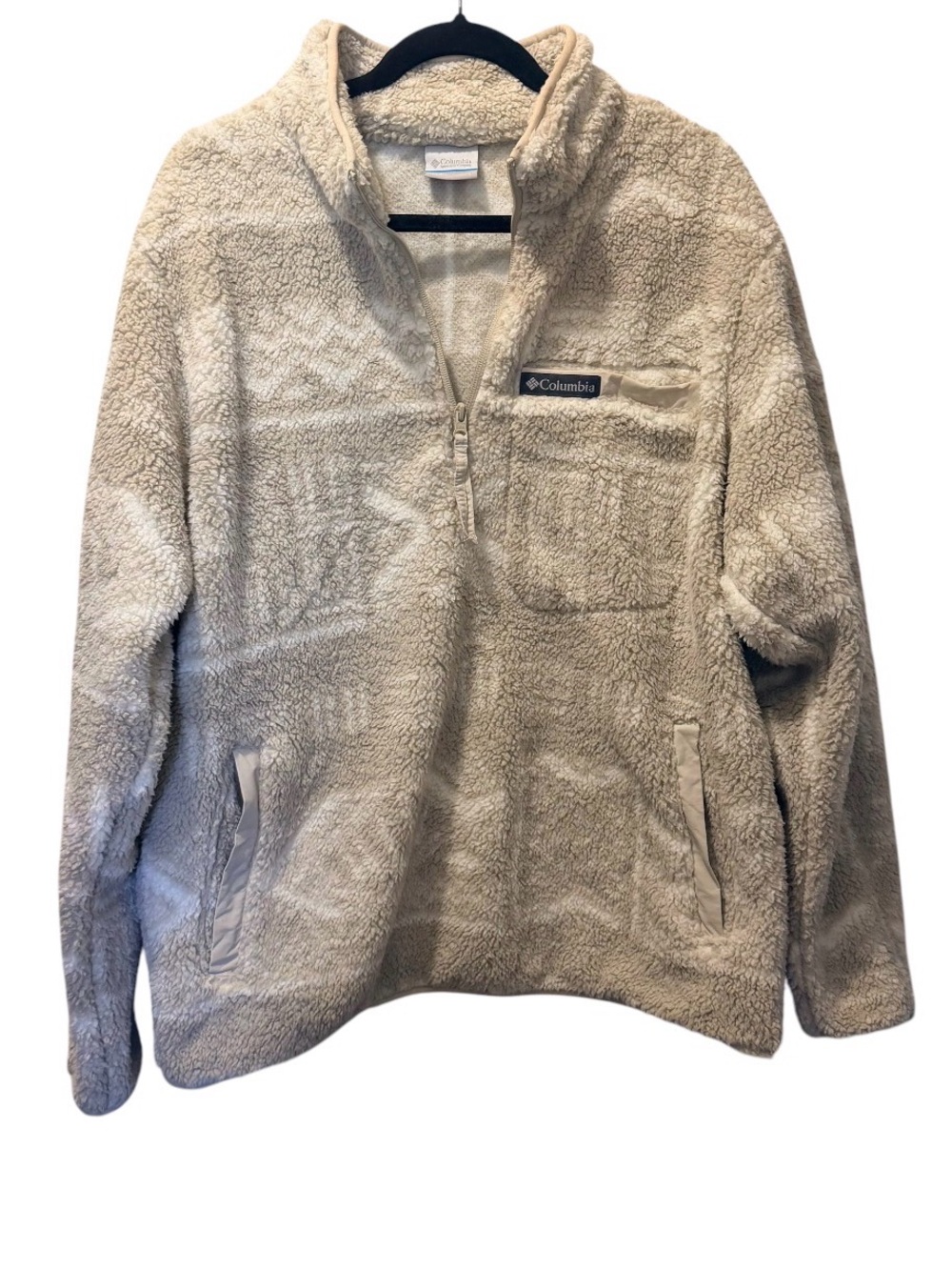 Columbia Women’s Cream Sherpa Half-Zip Pullover Sweater Large